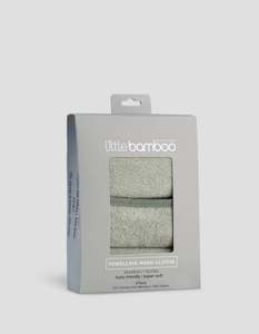 Little Linen Towelling Washcloths 3pk (Bayleaf)