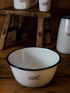 Falcon Enamelware: Dishy Enamel Pudding Basin 16cm White/Blue