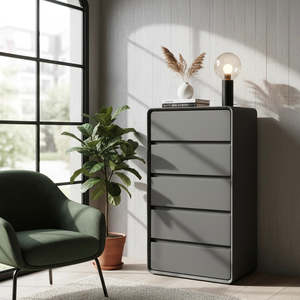 Beds Mattress: Curve Leather Five-Drawer Chest