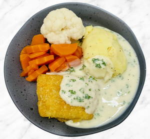Crumbed Fish with Parsley Sauce