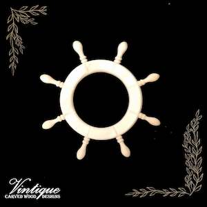Wood Carved Appliques And Onlays: Ships steering wheel Centrepiece wood applique 15cm diameter
