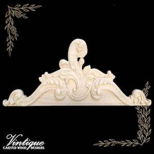 Wood Carved Appliques And Onlays: Monarch's Swirl Top wood applique Onlay 40cm x 18cm