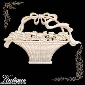 By Size 0 100mm: Flower Basket Furniture wood applique 36cm x 24cm