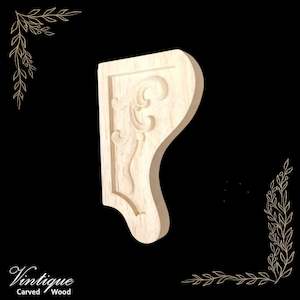 By Size 101mm To 200mm Small: Pair of one sided SWIRL carved wooden corbels 150mm x 95mm (each)