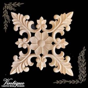 Regal Cross  or square medallion carved Wooden Applique 20cm x 20cm