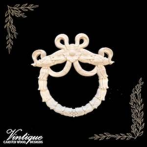 By Size 101mm To 200mm Small: Princess Ribbons and Bows Wreath Carved Wooden Applique 15cm x 15cm