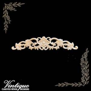 By Size 101mm To 200mm Small: Princess Flower  Centre Wooden Applique 20cm x 4cm