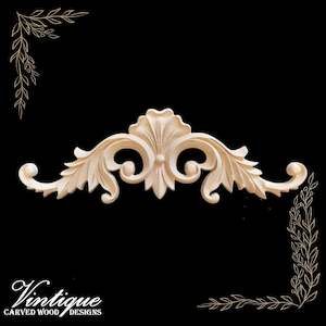By Size 201mm To 300mm Small: Leafy Scallop carved wood Centre Applique 30cm x 8cm