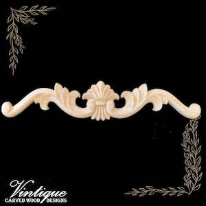 By Size 301mm To 400mm Medium: Wheat Scroll Centre Wooden Applique 40cm x 6cm