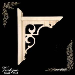 By Size 401mm To 500mm Medium Large: DEVONPORT ornate carved wood shelf Bracket 220mm x 282mm