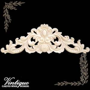 By Size 401mm To 500mm Medium Large: Queen Anne Centre Wooden Applique 50cm x 18cm