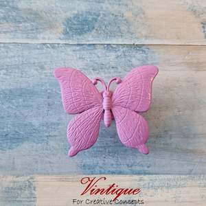 Pink Butterfly Drawer & dresser Knob pull handle 63mm x 54mm