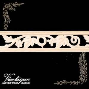 By Theme Floral And Fauna: Vino Grape Vine "cut-through" carved wood border trim moulding 80mm wide