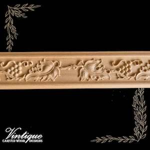 By Theme Floral And Fauna: Vino Grape & leaf carved wood moulding trim 60mm