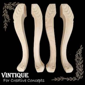 By Theme Regal Ornate And Elegant Wooden Design: Venetian unfinished wood furniture legs 42cm x 7cm (set of 4)