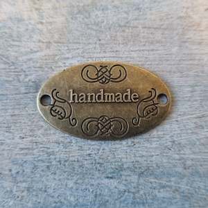 Vintage Metal Furniture Hardware Decorative Embelleshments: Antique Oval "handmade"tag Bronze 32mm x 19mm