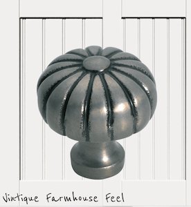 Vintage Knobs For Drawers And Cabinets: Farmhouse Polished Iron Pumpkin Knob (2 sizes)