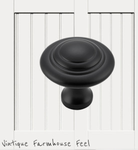 Vintage Knobs For Drawers And Cabinets: Farmhouse Satin Black Iron Ringed Knob (3 sizes)