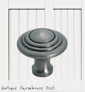 Vintage Knobs For Drawers And Cabinets: Farmhouse Polished Iron Ringed Knob (3 sizes)