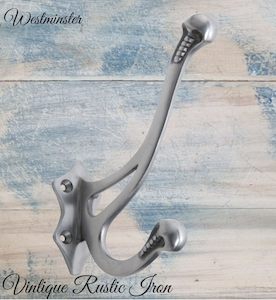 Antique Westminster Large Polished Iron Coat & Hat Hook 145 x 100mm