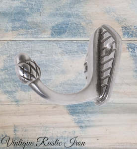 Rustic Polished Iron Acorn single prong robehook 45mm high