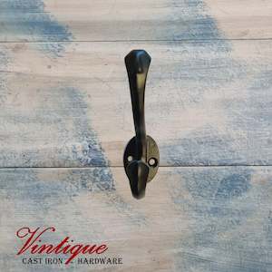 Cast Iron VICTORIAN double prong Coathook 90mm long
