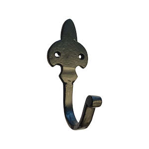 Cast Iron Coat Hooks Hooks: Cast Iron FLEUR DE LIS single prong Coathook 120mm long