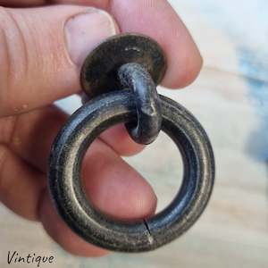 Cast Iron Handles Knobs For Furniture And Doors And Windows: antique Heavy IRON  Ring pull 40mm dia ring-Pre-Loved (ea)