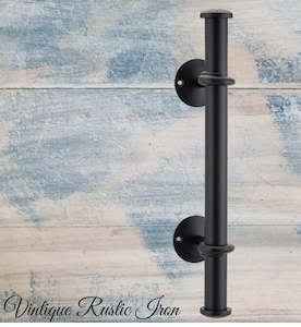 Cast Iron Handles Knobs For Furniture And Doors And Windows: Rustic Iron Tubular Barn Door handle 420mm High