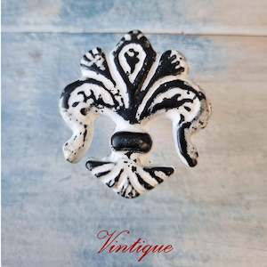 Distressed White Cast Iron "fleur De Lis" furniture Knob 50mm x 45mm
