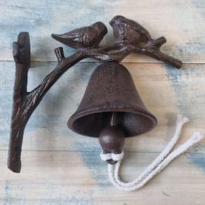 Brackets For Hanging Shelves And More: Rustic Cast Iron Twin bird Door bell