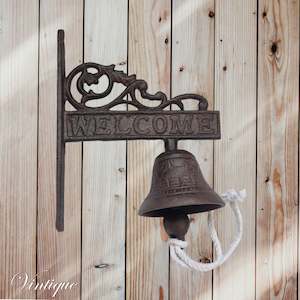 Brackets For Hanging Shelves And More: Rustic Cast Iron Door bell  with welcome sign
