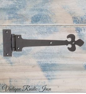 Cast Iron Hinges: Iron Rustic door or gate Fleur de lis hinge 300x 100mm
