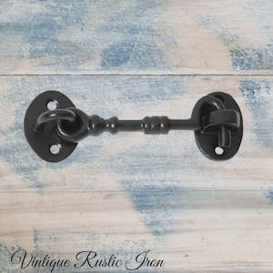 Cast Iron Gate Latch And Closures: Cast Iron Oval Cabin Hook 138mm long (hook 100mm)