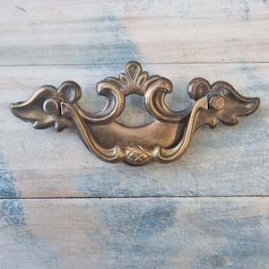 Swing Handles: 160mm long antique Brass drawer handle with swing pull (pre-Loved)