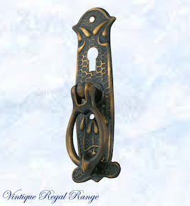Swing Handles: Regal Keyhole Drop Ring Antiqued Brass Drawer handle