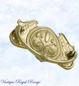 Swing Handles: Regal Victorian Large Ornate swing Polished Brass Drawer handle