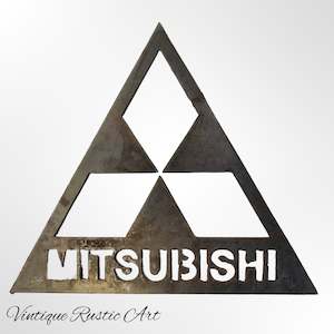 Rusted Metal: Mitsibishi Logo  Sign -Corten Rusty metal  art 370 x400mm
