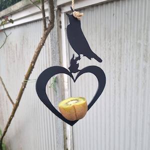 Rusted Metal: Hanging Metal bird feeder with spike