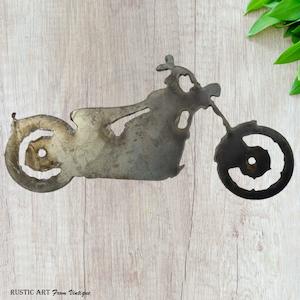 Rusted Metal: Rustic Steel Motorbike art 180mm x 90mm