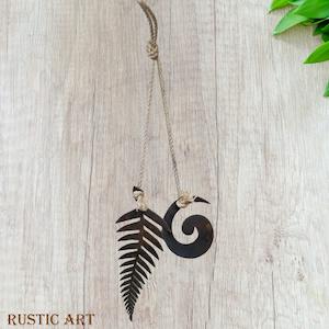 Fern & Koru -Corten Rusty large hanging metal art