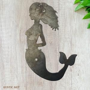 Rusted Metal: Rusty metal little Mermaid 190mm x 125mm