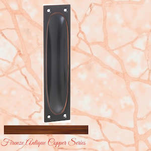 Classico Antiqued Copper Flush Pull door handle 140mm x 32mm