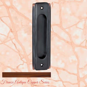 Antique Gold Old Gold Or Worn Brass: Art Deco Antiqued Copper Flush Pull door handle  150mm x 43mm