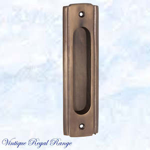 Art Deco Antiqued Brass Flush Pull door handle  150mm x 43mm