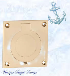 Yacht Polished Brass Ring Flush Pull door handle 63mm x 63mm