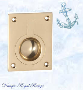 Antique Gold Old Gold Or Worn Brass: Marine Polished Brass Ring Flush Pull door handle 50mm x63mm