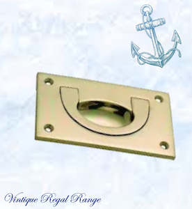 Antique Gold Old Gold Or Worn Brass: Mariner Polished Brass Ring Flush Pull rect door handle 90x88mm