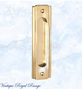 Antique Gold Old Gold Or Worn Brass: Art Deco Polished Brass Flush Pull door handle  150mm x 43mm