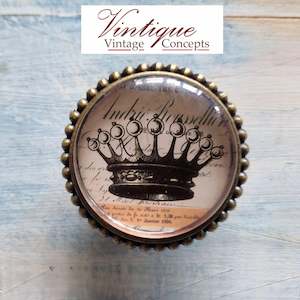 French series Vintage Glass/Zinc Alloy Gold Knob 54mm Royal Crown